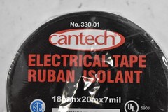 Lot Of 12 Cantech Electrical Tape No. 330-01 18mm X 20m 7mil Black Vinyl