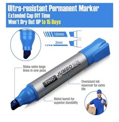 Fuutreo 10 Pack Jumbo Permanent Markers Bulk Large Chisel Tip Permanent Markers