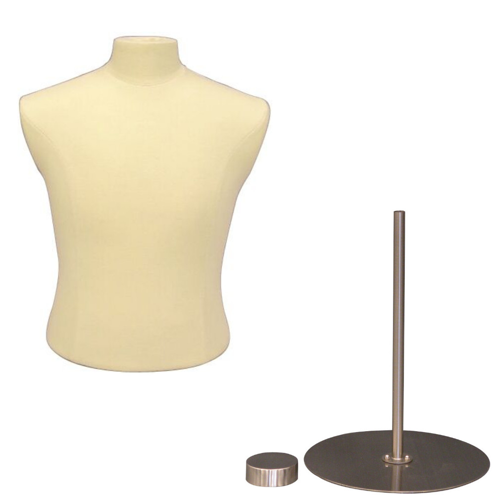 Adult Men’s Torso Shirt Dress Form Mannequin Torso with Round Metal Base