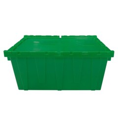 UBMOVE Storage and Packing Plastic Tote Crate Attached Lid Flip Top, 27″x17″x12″