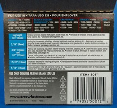 Arrow #508 T50 1/2-Inch (12mm) Heavy Duty Staples, 1250-Count NEW