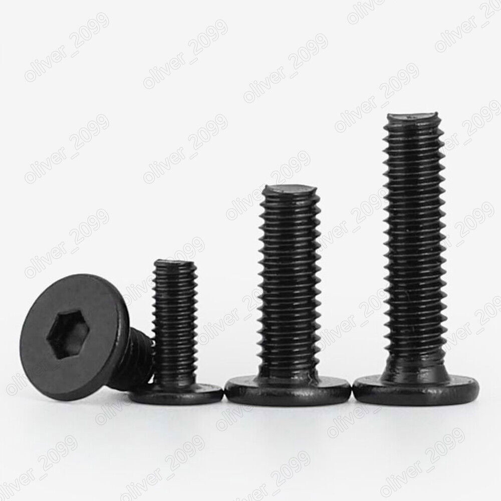 Black 304 Stainless Steel Allen Hex Socket Utrathin Flat Head Screws M2 M3 M4 M5