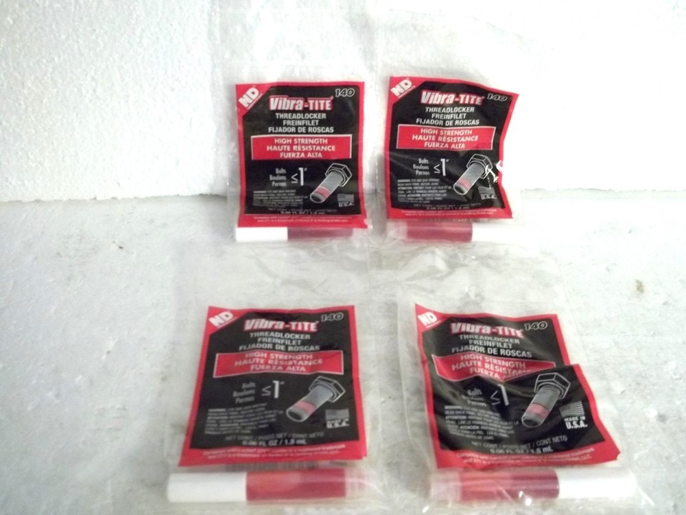 (4) Vibra-Tite 140 Threadlocker, Red, High Strength 1.8 ml #14002 made in USA