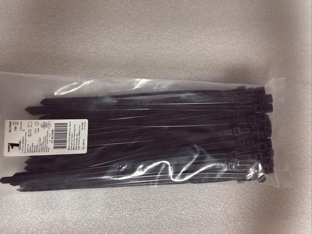 Power First 100ct Black 11.8″ (300mm) UV Resistant Cable Ties