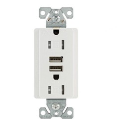 Eaton White Tamper Resistant 15A Outlet Receptacle 3.1A USB Charger TR7755W
