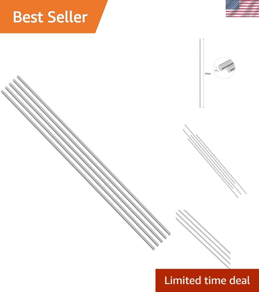 5 Pieces 304 Stainless Steel 3 x 300mm Round Rods Metal Solid Shaft Rod