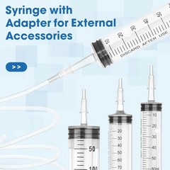60mL Plastic Syringe for Liquid – 3 Pack Large Syringes with Adapter for Scienti