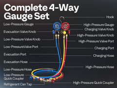 AC Manifold Gauge Set 4 Way For R134a R410a R22 R32 Refrigerat with 5ft Hoses