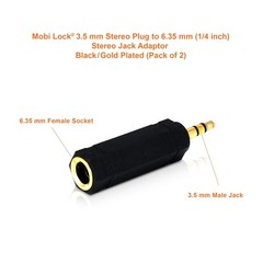 Mobi Lock 2pcs 3.5mm Plug to 6.35mm Socket – 1/8 to 1/4 in Stereo Audio Jack …
