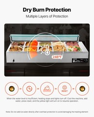 VEVOR Commercial Food Warmer 10-Pan 1700W Buffet Bain Marie with Glass Cover