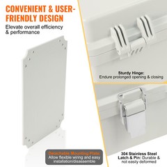 VEVOR Outdoor Junction Box 11.81×7.87×7.08 in ABS Plastic Electrical Enclosure
