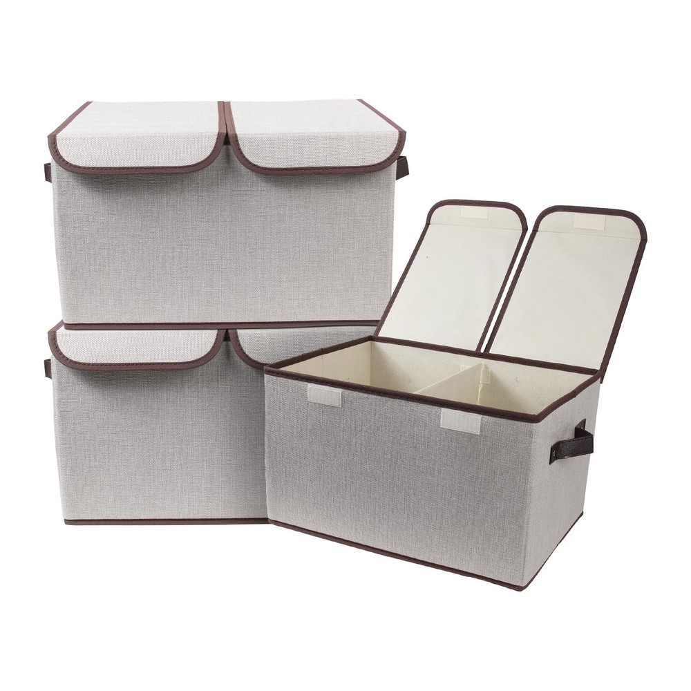 Foldable Fabric Storage Box, 16.5 x 11.8 x 9.8 inches (L x W x H), with Doubl…