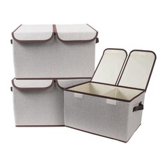 Foldable Fabric Storage Box, 16.5 x 11.8 x 9.8 inches (L x W x H), with Doubl…