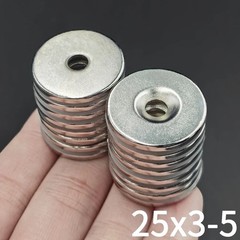 5/10 Pcs 25×3-5 Magnet 25mm X 3mm Hole 5mm Round Super Powerful Strong Permanent