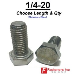 1/4″-20 Stainless Steel Hex Cap Screw Bolt (All Sizes & Qty’s) 18-8 / 304 Grade