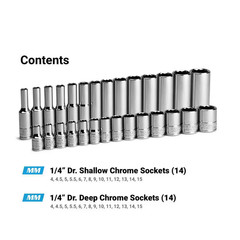 1/4 In. Drive Metric 12-Point Shallow and Deep Socket Set (28-Piece)