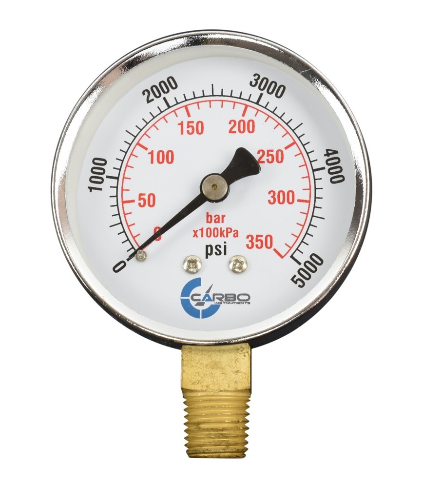 2-1/2″ Pressure Gauge – Chrome Plated Steel Case, 1/4″NPT, Lower Mnt. 5000 PSI