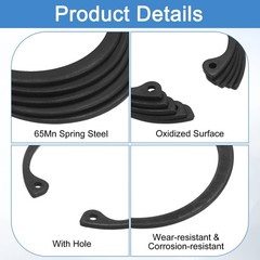 20Pcs 1-27/32″(47mm) Retaining Ring Circlip Snap Rings C-Clips Black