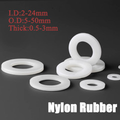 White Nylon Flat Washer Insulation Washer Gaskets I.D:2-24mm O.D:5-50mm