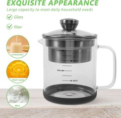 Soy Milk Filter Pot with Fine Mesh Strainer 7.48X6.29X4.72In Glass Container