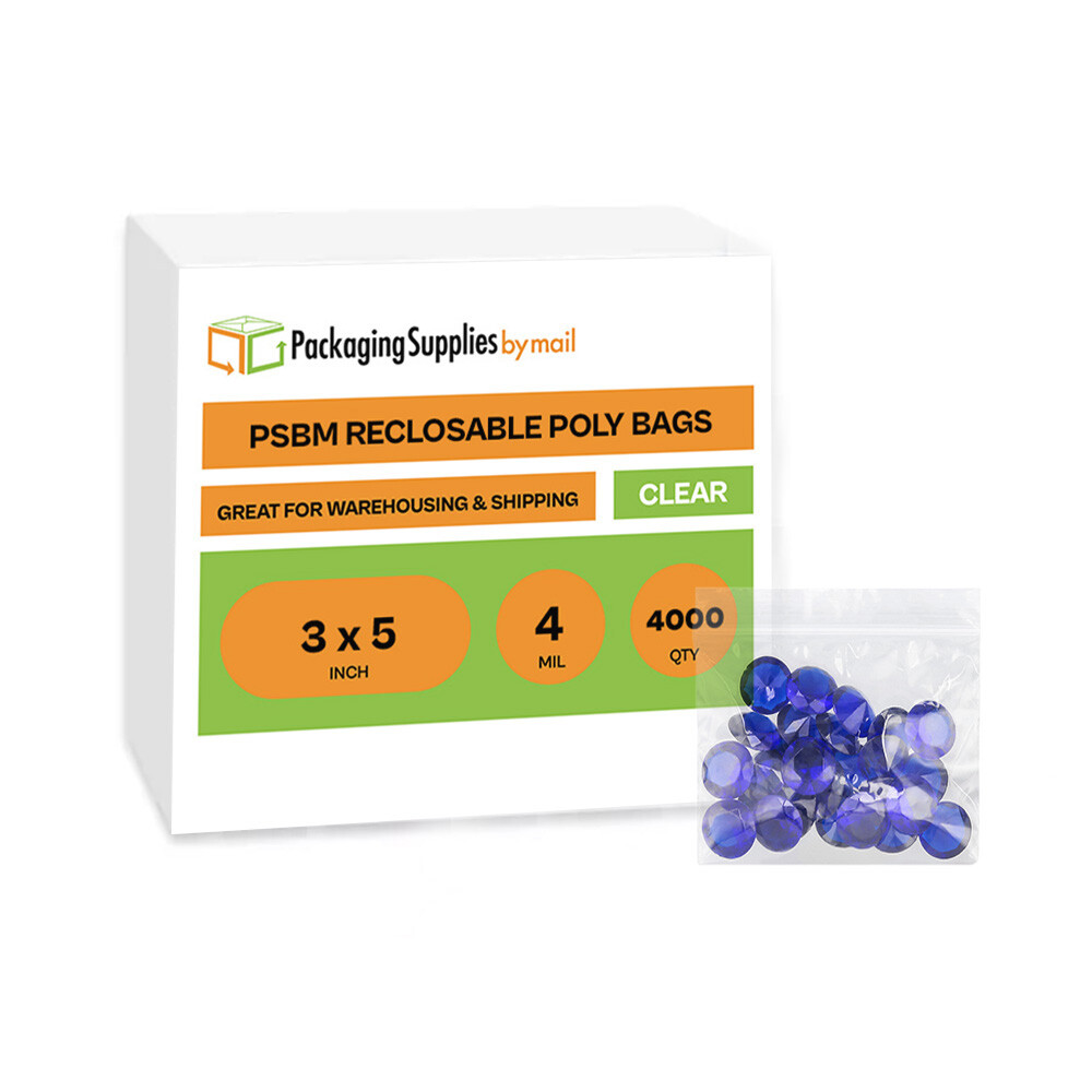 4000 Pcs 3″ x 5″ Zipper Bags Clear 4 Mil Reclosable Self Seal Ziplock Baggies
