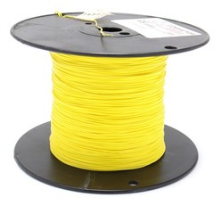 24AWG Solid Conductor Silver Plated Copper, PTFE Insulated Wire, Yellow, 100ft