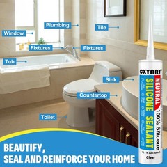 Silicone Caulk & Sealant Clear, 6 Pack – 100% Waterproof Silicone Sealant, Si…