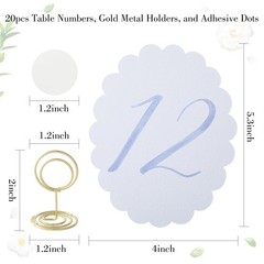 Scalloped Blue Wedding Table Numbers 120 Reception Event Signs Gold Holders