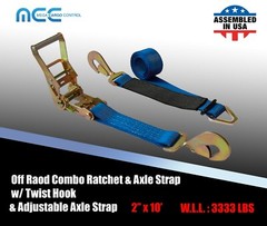 USA 2″ x 10′ Axle Strap Car Trailer Hauler Ratchet Tie Down Strap w/ Snap Hook