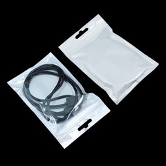 100X For Zip White Clear Plastic Lock Bag Hang Hole Packaging Pouches Accessory