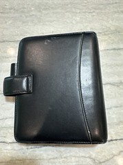 Franklin Covey Planner Nappa Leather Snap 6 Ring Binder Black Pockets Padded