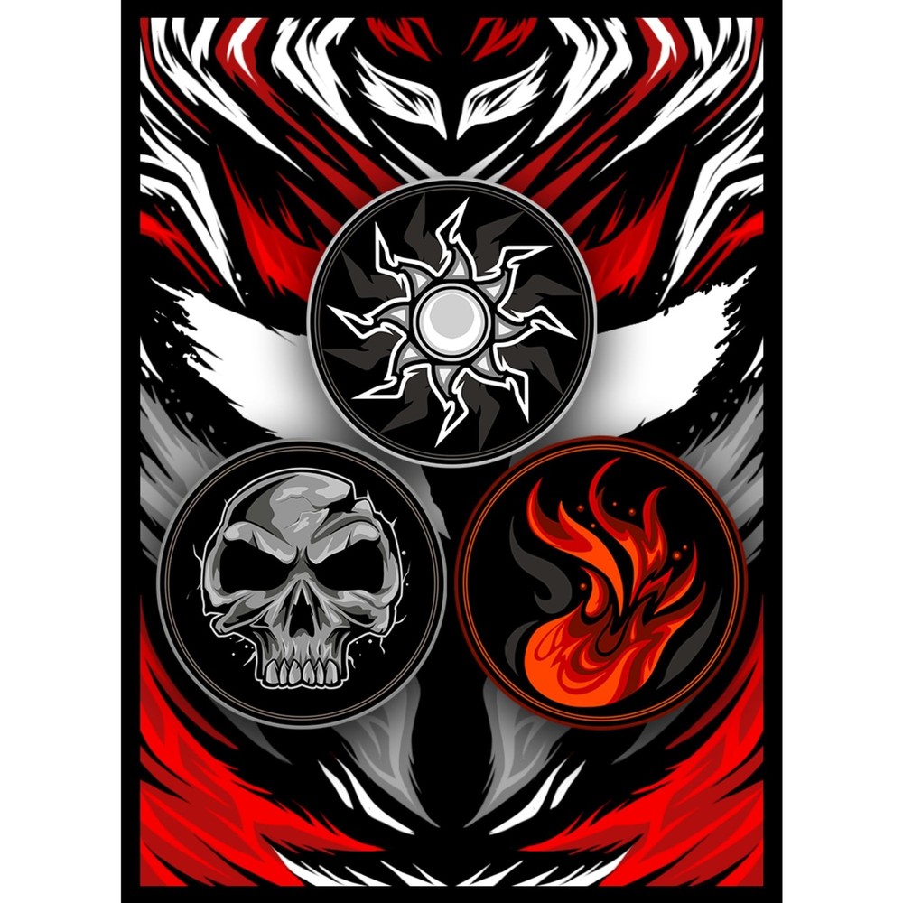 100ct Textured Matte TCG/MTG Card Art Sleeves (White Black Red) White Black Red