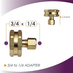 ¾” GHT Garden Hose Thread Female to ¼” Compression Brass Adapter (2 Pack)