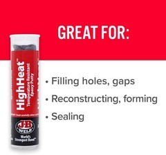 J-B Weld 8297 HighHeat 500 Degree Epoxy Putty Stick – 2 oz. , Grey