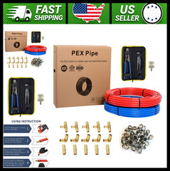 Efield 3/4″ PEX-B Tubing Kit with Brass Fittings, Clamps & Tools