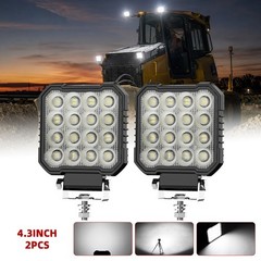 2PCS LED Work Light Pod Truck Offroad Tractor Excavator Flood Lamp 12 24V Square