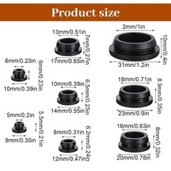 125PCS Rubber Plugs for Round Holes, Premium Black Rubber Hole Plugs, Various…