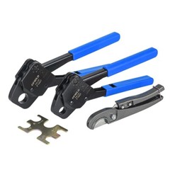 EFIELD Angle Head PEX Crimping Tool for 1/2″ & 3/4″ PEX Copper Rings w/h Cutters