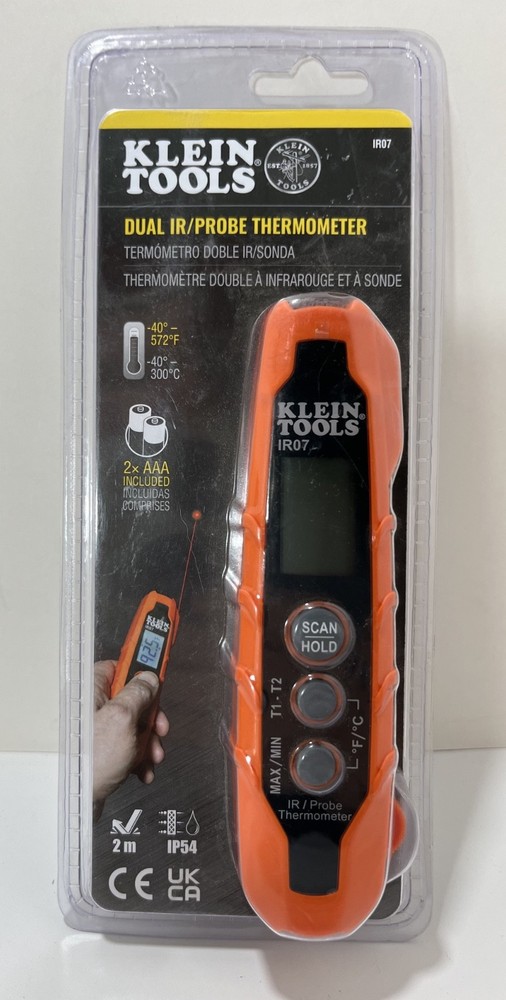 KLEIN Tools Dual IR/PROBE THERMOMETER -40° To 572° F Range IR07 – NEW