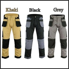 Men’s Cargo Trousers Work trouser knee pad pocket Black Grey Khaki Heavy duty