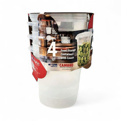 Cambro Round Translucent Food Storage Container with Lids 4 QT – 3 Pack