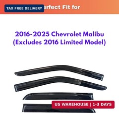 Rain Guards Fit for 2016-2025 Chevrolet/Chevy Malibu, Out-Channel Window Vis