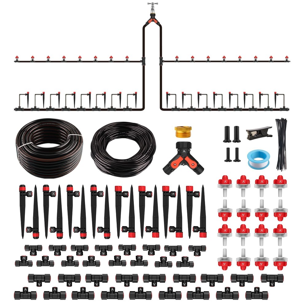 A ANLEOLIFE 230FT Drip Irrigation System Kit, Complete Garden Watering with 1/2