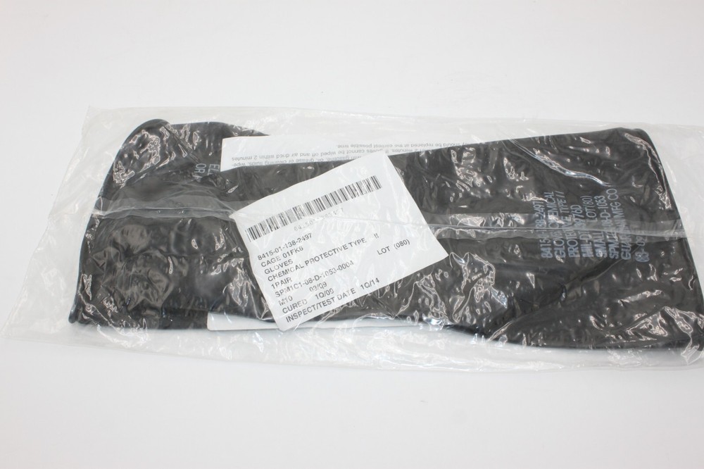 New US Military Chemical Protective Glove Set Black Rubber Small Biological NBC
