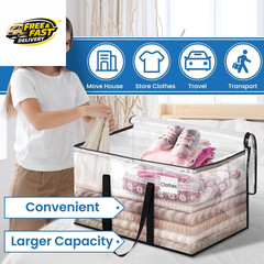 Heavy Duty Clear Moving Bags with Reinforced Handle and Double Zipper, Storage T
