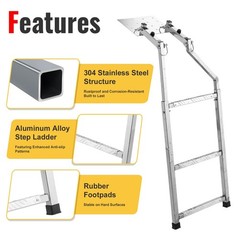 Tailgate Ladder for Pickup Trucks Bed Universal Fit – Rust-Proof Stainless St…