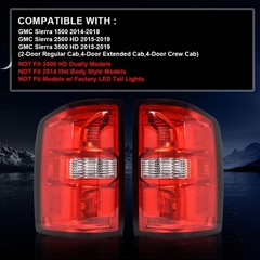 Tail Light Assembly w/o Bulbs GMC Sierra 1500 2014-2018 Red Lens Clear Bottom