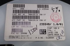 700A101JW150XT ATC RF Ceramic Capacitor MLC 100pF 5% 250V 0505 NP0 SMT NOS