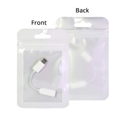 Multi-Sizes White Framed Clear Front Mylar Zip Lock Pouch Bag w/ Euro Slot M2