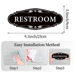 Restroom Sign for Business and Home，Self-adhesive Unisex 9IN,